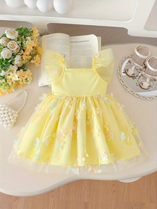 Abiti Estivi per Bambine, Vestito Principessa Floreale con Paillettes, in Maglia Traspirante, Linea <span class=keywords><strong>A</strong></span>, Abito da Festa per Bambine - Product Image 2