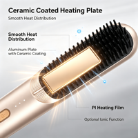 Brosse lissante pour cheveux, plaque en plastique, écran LED, alimentation USB, fonction ionique, 2600 mAh, longue durée de vie, 1 an, portable, utilisation en hôtel, en extérieur