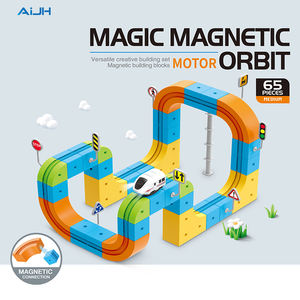 AiJH 65 pièces Cube Variety Show <span class=keywords><strong>Train</strong></span> Track Anti Gravity Magnetic <span class=keywords><strong>Train</strong></span> Children's Puzzle DIY Building Block Toys - Product Image 1