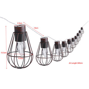 10LED Ngoài Trời Không Thấm Nước Năng Lượng Mặt Trời Vintage Retro Phong Cách Sắt Lồng Đảng Lights Năng Lượng Mặt Trời Fairy <span class=keywords><strong>String</strong></span> Cho Giáng Sinh Wedding Holiday - Product Image 1