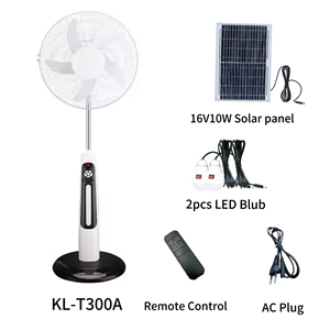 16-Inch Solar Stand Fan With LED Light, <b>Brushed</b> Motor, Digital Speed Control & Dual <b>Power</b> KL-T300A Rechargeable Standing Fan - Product Image 4