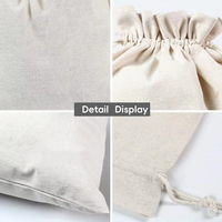 Bolsas para zapatos con cordón de lona de algodón de muselina blanca con logotipo personalizado a precio bajo OEM y ODM, bolsas para zapatos con filtro de polvo de tela personalizada