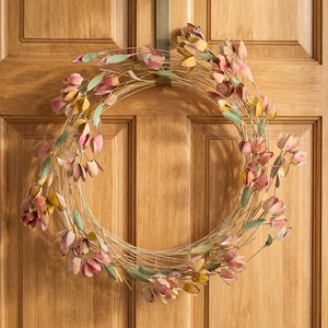 Corona de Ratán Natural Hecha a Mano con Flores Secas, Redonda, Decorativa, Estilo Rústico, Sin Iluminación, Pieza Única - Product Image 3