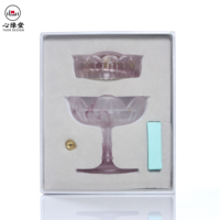 Lampe Lotus Rétro Élégante en Cristal de Chine, Porte-Bougie et Pots Décoratifs en Cristal Précieux, Idéale pour l'Agencement dans le Bureau