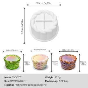 Food Grade Silicone <b>Cake</b> <b>Mold</b> 4 Inch Circle Baking Pan Woven Basket Shape Oven Safe Customizable for Home Baking - Product Image 3