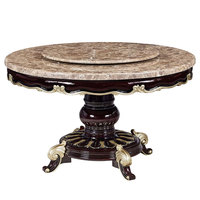 Ensemble table et chaises de salle à manger en bois massif de style européen, plateau en marbre, plateau pivotant, démontable, assemblable, haut de gamme, vintage, pour la maison