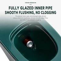 ZOGII CE Cuvette de toilettes allongée moderne verte en céramique monobloc à siphon en S à double chasse à poser au sol pour villa et hôtel Garantie 5 ans