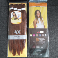 4X Cheveux synthétiques à tresser Ezsy pré-étirés, noir naturel, texture Yaki douce et lisse, thermo-fixables à l'eau chaude pour femmes