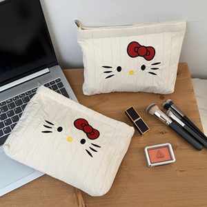 Customizable Embroidered Polyester Zipper Closure Kitty Storage <b>Cosmetic</b> Portable <b>Large</b> Capacity Textured Handheld for <b>Bag</b> - Product Image 5