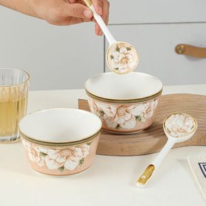 Bol à riz en céramique Camellia 4,5 pouces avec motif floral pour usage domestique - Product Image 1