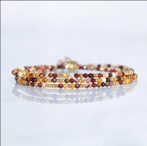 สร้อยข้อมือแจสเปอร์ทำด้วยมือสีทองของชนเผ่าฮิลสำหรับการรักษาวาเลนไทน์และวันแม่สร้อยข้อมือลูกปัดของคุณ3ชั้น - Product Image 6