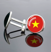 Boutons de manchette en métal avec surface en verre bombé, imprimé drapeau de l'Afrique du Sud, motif de cérémonie et drapeaux de pays, bijou ornemental, cadeau
