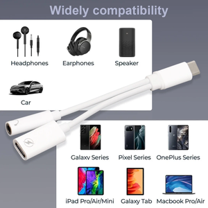 Cable Adaptador <span class=keywords><strong>2</strong></span> en 1 USB C a Conector de Auriculares de 3.5mm, <span class=keywords><strong>Convertidor</strong></span> de Carga Tipo C a Audio 3.5 OTG para Macbook Air, Samsung, Huawei - Product Image 3