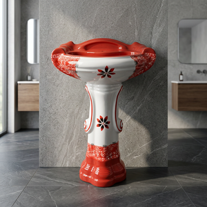 Vasque de salle de bain en granit à surface solide avec piédestal intégral, moderne et autoportante – Offre Spéciale - Product Image 4