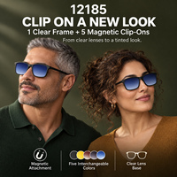 Lunettes de soleil magnétiques 5 en 1 à clipser, monture carrée transparente, verres polarisés TAC, protection UV400, pour la conduite et les activités de plein air