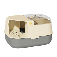 Bac à litière pour chat avec couvercle à charnière de style couloir, entièrement fermé, protection anti-éclaboussures, élimination des odeurs, toilette pour chat, conteneur pour excréments de chat