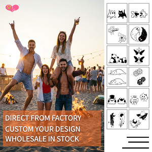 Adesivi per Tatuaggi Temporanei Minimalisti Neri, Piccoli e Carini con Motivi a Cuore, Corona e Teschio, Tatuaggi Artistici per Feste, Spiaggia, Club e Festival - Product Image 2