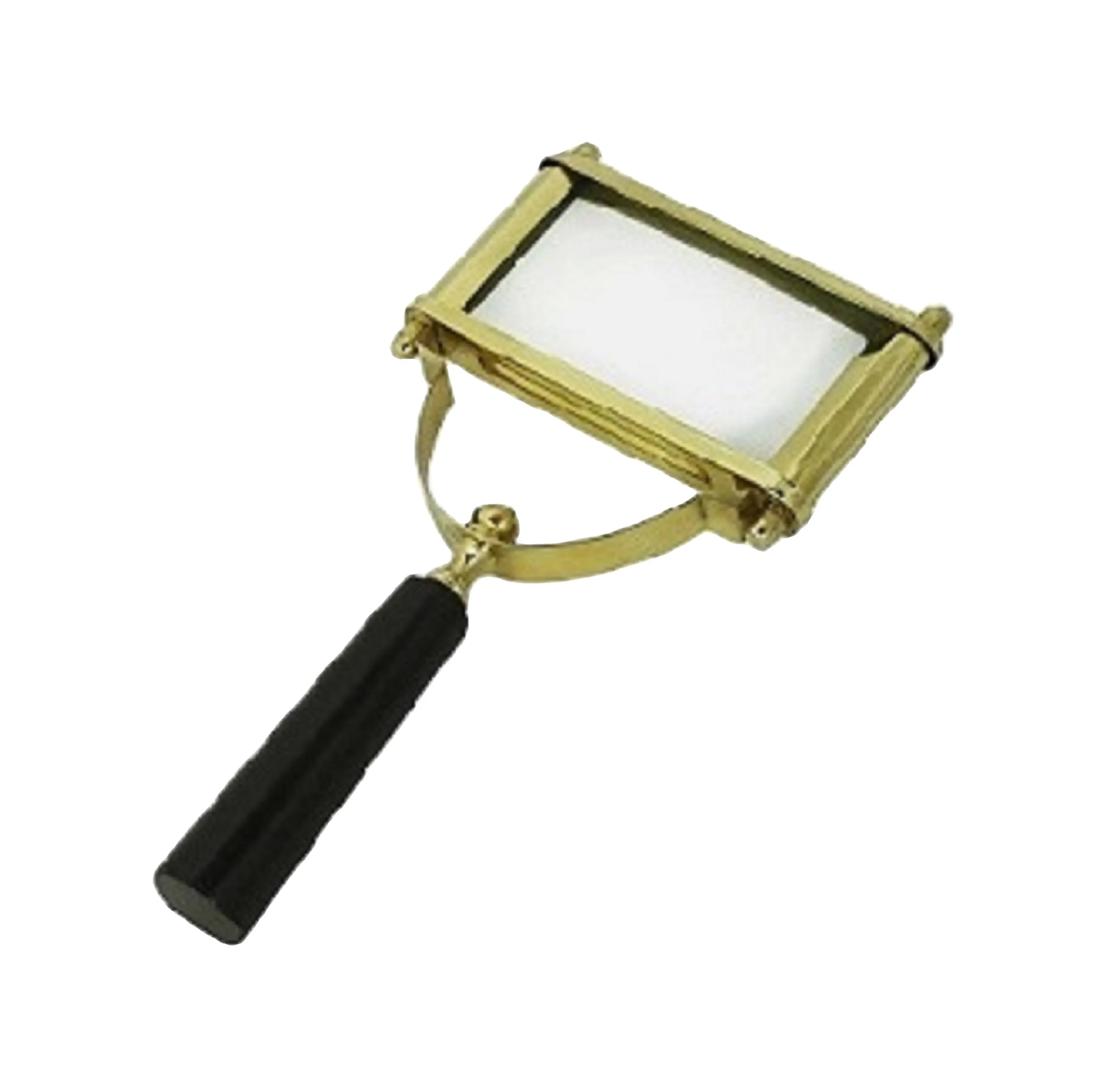 New Square Shape Magnifying Glass Golden Powder Coting With Black Wooden Handle and Premium Quality Finishes