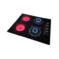 Ventes Flash : Table de Cuisson Céramique Encastrable 2 Feux Gaz et Électrique pour Hôtels et Foyers