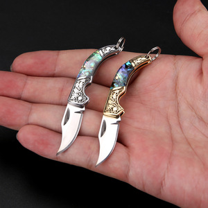 Mini cuchillo plegable, cuchillo de bolsillo, cuchillo grabado en latón, cuchillo portátil de viaje, cuchillo para llavero - Product Image 4