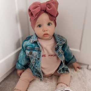 Turbante per Neonata, Bandana Carina in Cotone Lavorato a Maglia per Tutte le Stagioni, Fascia per Capelli con Grande Fiocco - Product Image 3