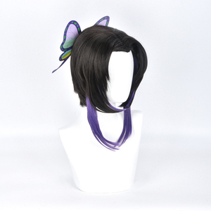 Pelucas Ainizi Listas para Enviar, Hechas a Máquina, Negras con Mezcla de Morado, Pelucas de Cosplay de Kochou <span class=keywords><strong>Shinobu</strong></span> de Demon Slayer, Versión Cola de Caballo - Product Image 3