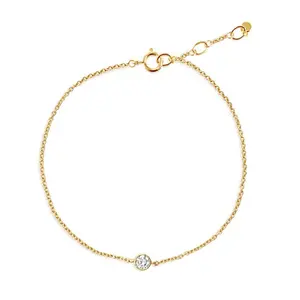 Milskye-pulsera de diamante solitario de oro de 14K, exquisita pulsera de moda chapada en plata 925