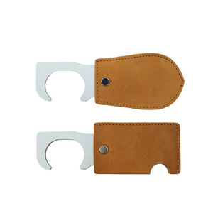 EDC contactless door opener, <b>leather</b> door opener <b>keychain</b>, retractable and easy-pull door grabber, customizable. - Product Image 5