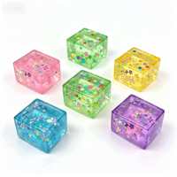 Jouet sensoriel anti-stress en TPR souple, cube de maltose transparent multicolore à paillettes de 5 cm, jouet à presser pour enfants et adultes