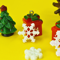 Tema natalizio Glitter fiocco di neve resina Cabochon Flatback per fai da te Scrapbooking artigianato ciondolo gioielli