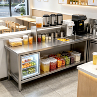 Table de travail professionnelle pour cuisine centrale, 2 niveaux, pour boulangerie et salon de thé, en acier inoxydable 201 304 avec pare-éclaboussures