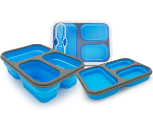 Bpa Free Collapsible Bowls Divided Separate Silicone Food Storage Containers For Camping Kitchen Accessories