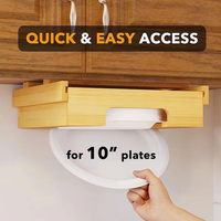 Nouveau Distributeur de Vaisselle Jetable Suspendu en Bambou et Bois de 9 Pouces pour Cuisine, Support de Rangement pour Assiettes à Gâteau, Meuble en Bois Massif