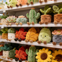 Jouets en peluche personnalisés de 8 pouces en forme de cactus, de feuille d'érable, de tournesol, de plantes en pot, de fruits et de fleurs pour la décoration de festivals