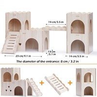 Cage à hamster multifonctionnelle en bois de pin de luxe à double couche, design moderne, plusieurs compartiments, avec échelle, pour extérieur – Meilleure vente