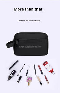 Bolsa de mano con cremallera de gran capacidad para viajes de negocios, caja de maquillaje multicapa, organizador ecológico, unisex - Product Image 6