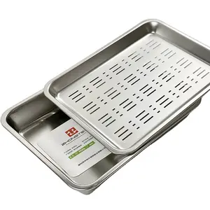 Zhongte New Rectangle Serving tray Stainless steel drip tray set with stainless steel tray