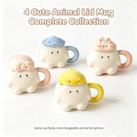 Lot de tasses personnalisées en gros avec animaux de dessin animé 3D, motifs mignons de cochon, requin, lapin, canard, approvisionnement en gros pour les magasins d'enfants et les boutiques de cadeaux