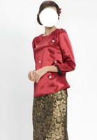 Set Baju Kurung Muslim Wanita Satin dengan Kancing Berhias Rhinestone, Rok Batik Model Duyung, Pakaian Islami Malaysia, ODM OEM Grosir Kustom