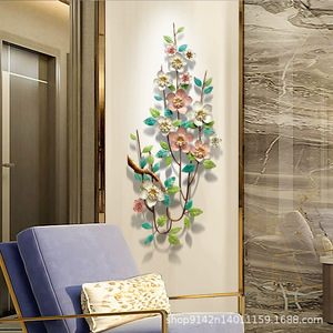 Decoración de Pared de <span class=keywords><strong>Metal</strong></span> Art Deco Creativa, Flores de Rama Hechas a Mano, Escultura 3D, Artículos de Decoración de Pared para Sala de Estar - Product Image 2