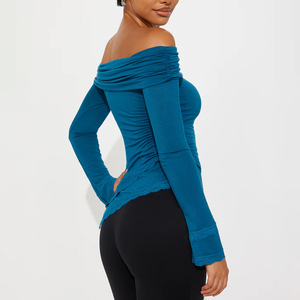 Haut pour Femme Asymétrique Respirant Anti-Boulochage Personnalisé Décontracté de Haute Qualité - Product Image 3