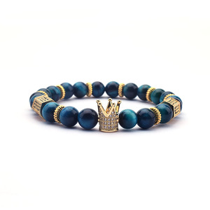 Bracelets de perles en pierre naturelle pour femmes et hommes, lot de 4, bijoux à breloques, Micro <span class=keywords><strong>pavé</strong></span>, boule en CZ, vente en gros, nouveau - Product Image 4