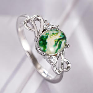 Anillo de Jade en Forma de Corazón A260, Plata 925, Corte Ovalado, Engaste de Garras, Anillos de Compromiso con Piedras Preciosas para Mujer - Product Image 5