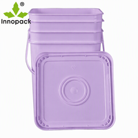 Seau carré en plastique de qualité supérieure, 5 gallons (20 litres), de qualité alimentaire, avec couvercle et poignée