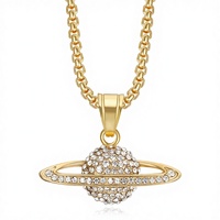 Colliers pendentifs Hip Hop Celestial the Earth en acier inoxydable étanche, sertis de zircons CZ, bijoux de mode pour hommes, vente en gros