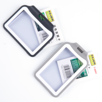 Porte-badge avec fenêtres double face, étui rigide en plastique noir, pochette de protection pour cartes d'identité, de bureau, d'école et de crédit
