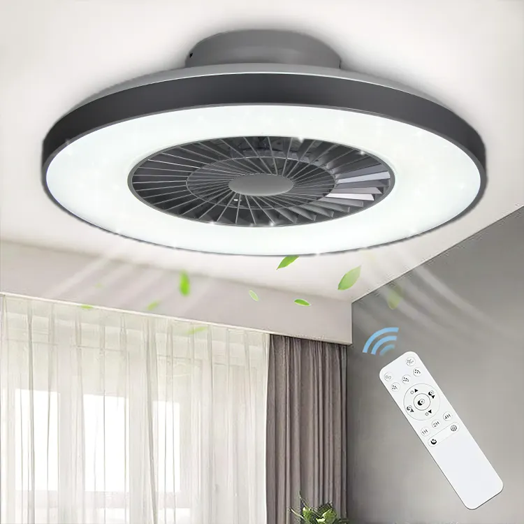 Nordic Hot Sale Modern 60"High End Low Noise White Abs Blade Remote Ceiling Fan With Led Light