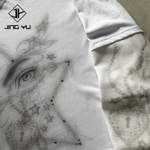 T-shirt Oversize Personalizzata con Stampa DTG, <span class=keywords><strong>Maglia</strong></span> <span class=keywords><strong>Termica</strong></span> Bianca a <span class=keywords><strong>Maniche</strong></span> <span class=keywords><strong>Lunghe</strong></span> per Uomo, T-shirt Oversize in <span class=keywords><strong>Maglia</strong></span> a Nido d'Ape a <span class=keywords><strong>Maniche</strong></span> <span class=keywords><strong>Lunghe</strong></span> - Product Image 3