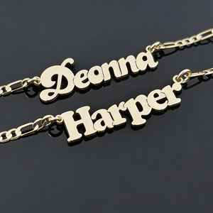 Cadena Figaro de Acero Inoxidable Qiuhan con Oro de 18k para <span class=keywords><strong>Amigos</strong></span>, Regalo del Día de la Madre, Collar con Nombre Personalizado con Letras Individuales - Product Image 5