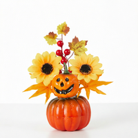 Décoration d'Halloween : Ensemble de feuilles d'érable artificielles et de citrouilles pour l'automne, la récolte et Thanksgiving, arrangement de scène, impression personnalisée pour adultes